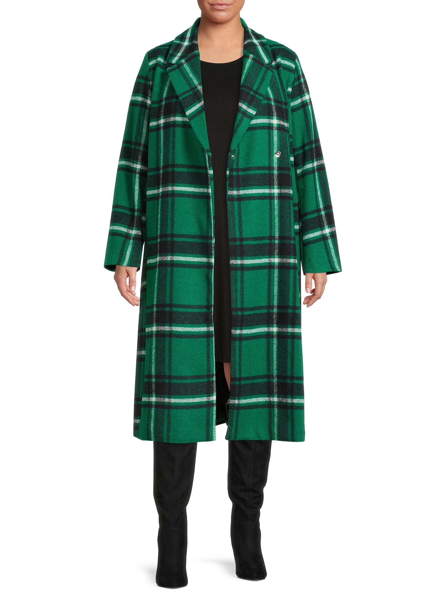 Jason Maxwell Women's Plus Size Belted Faux Wool Peacoat