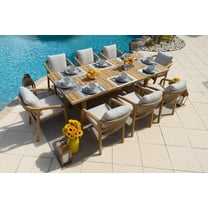 Rimini 9-Piece Acacia Wood Outdoor Patio Furniture Dining Set W/Dining Table and 8 Dining Armchairs