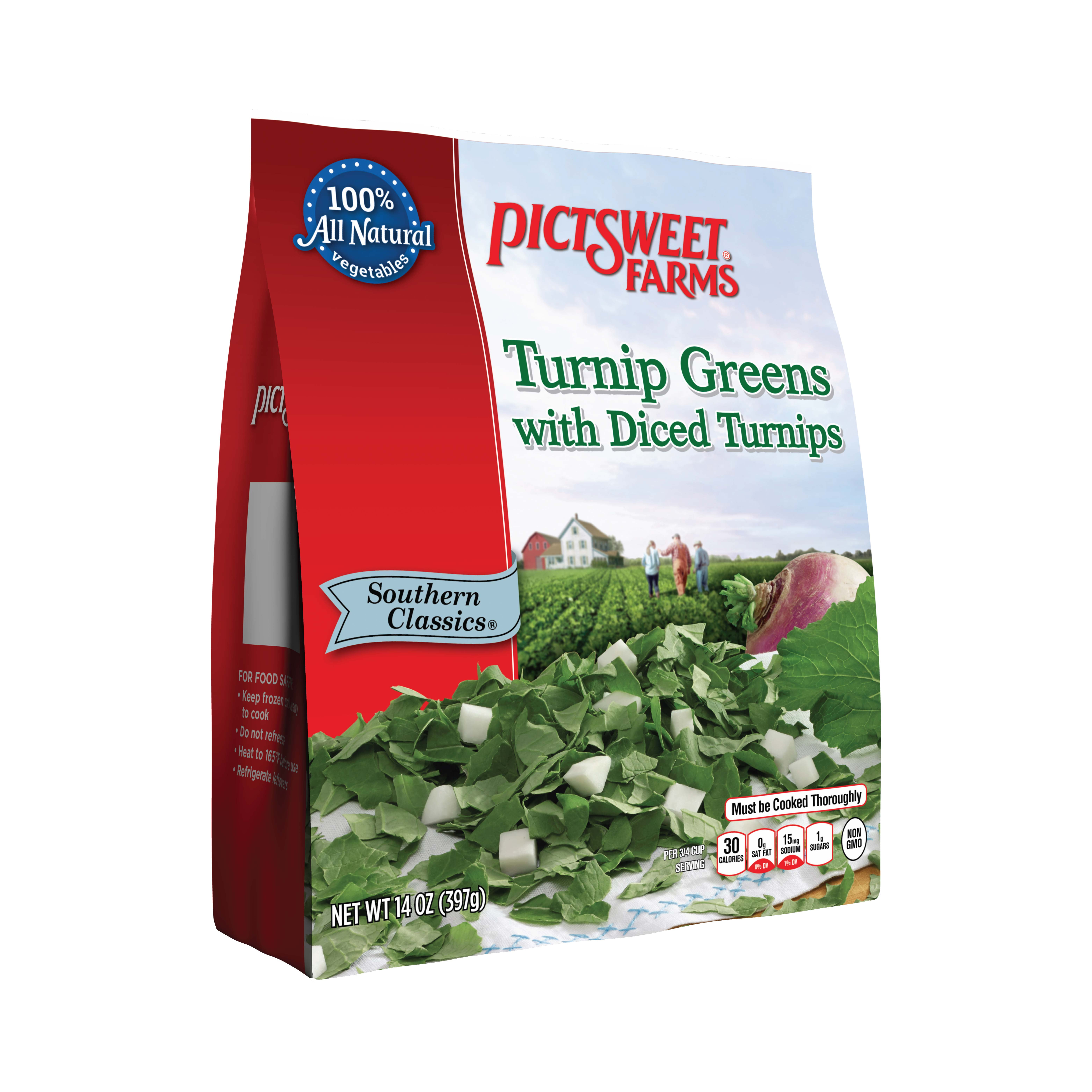 Pictsweet Farms Frozen Turnip Greens with Diced Turnips, Southern Classics, 14 oz