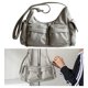 thumbnail image 4 of Bolso Bandolera Retro Con Múltiples Bolsillos Bolso Bandolera Hombro Errante PU (Gris), 4 of 9