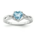 thumbnail image 1 of 925 Sterling Silver Rhodium Plated Diamond Light Swiss Blue Topaz Heart Ring, 1 of 2