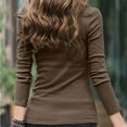 thumbnail image 4 of FAIWAD Women's Long Sleeved Bottom Tops Stand-Up Collar Slim Stretch Solid Color Spring Top, 4 of 7