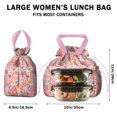 thumbnail image 5 of Pioneer Flower Drawstring Lunch Bag Women - Drawstring Lunch Bag Insulated for Work Office - Stain-Resistant Large Lunchbags for Women with Multi-Pockets, 5 of 6