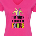 thumbnail image 4 of Inktastic Im with a Bunch of Fools with Jester Hat April Fools Day Women's V-Neck T-Shirt, 4 of 5