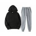 thumbnail image 2 of LYXSSBYX Sweatsuits 2pcs Sets Womens with Hoodie Clearance Men's Fashion Casual Solid Color Sports Two-piece Hooded Sweatshirts+ Trousers, 2 of 4