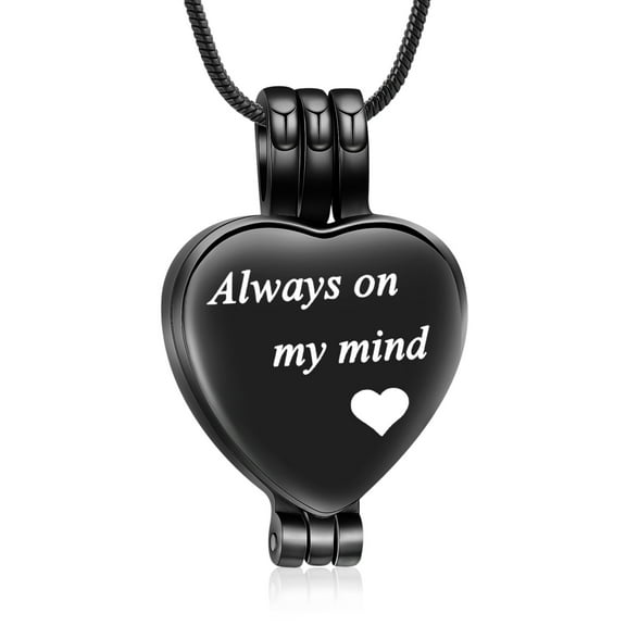Urn Necklace for Human / Pet Ashes - Always in My Heart - Opennable Cremation Necklace Stainless Steel Memorial Ash Jewelry for Women Men