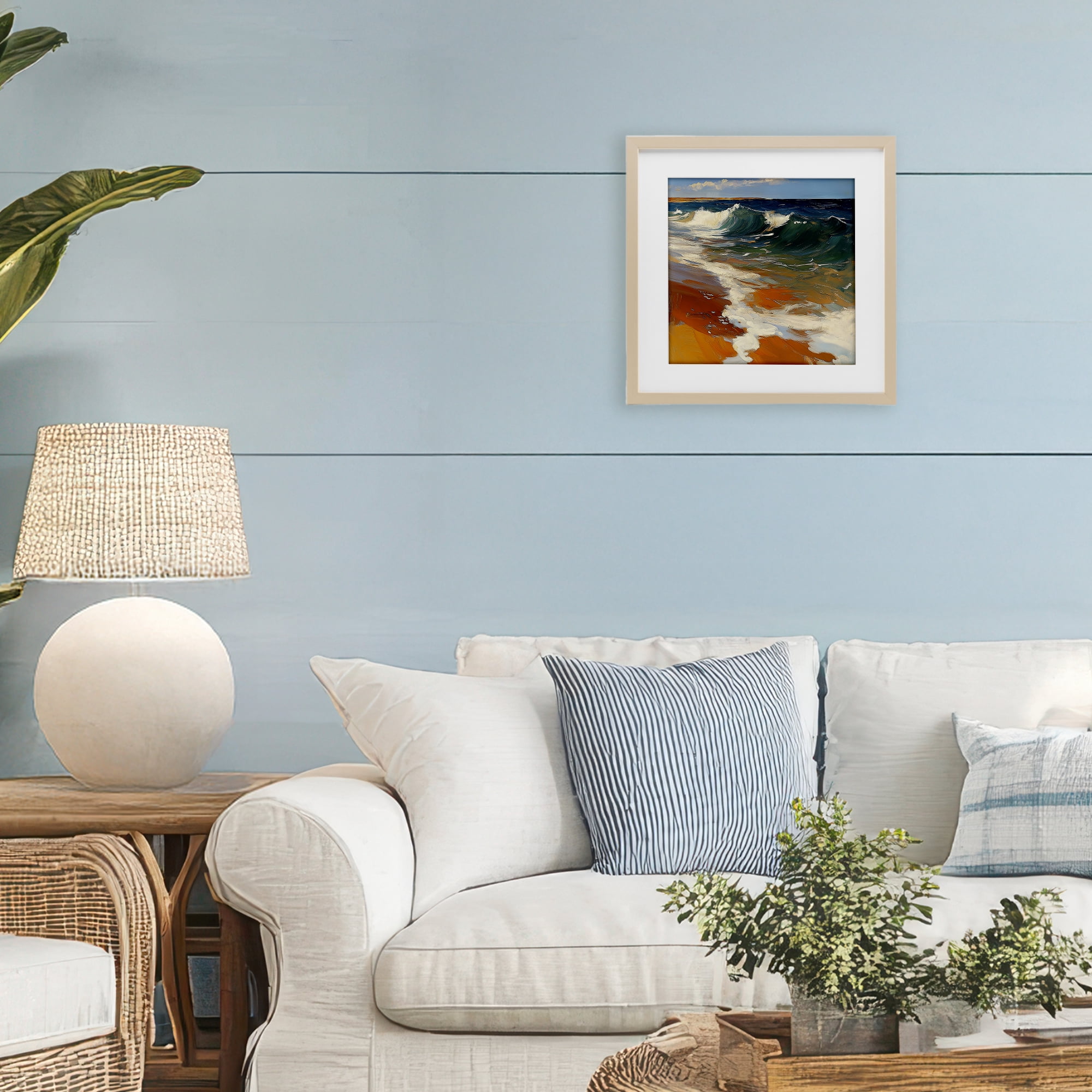 Stupell Industries Glassy Ocean Waves Break Birch Framed Print Under Glass, design by Walker Noble