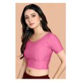 thumbnail image 2 of Stylesindia Cotton Lycra Stretchable Athletic Shirt Half Sleeve Dry Fit Workout Crop Top Gym Sports Top Sari Blouse ( X-Large, Baby Pink), 2 of 2