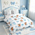 thumbnail image 2 of Manfei Blue Coquette Bow 7-Piece King Bedding,Kawaii Animal Highland Cattle King Bed in a Bag,Pink Reversible, 2 of 7