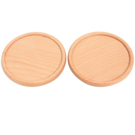

2pcs Wooden Coaster Japanese Style Non-slip Cup Mat Heat Insulation Pad for Home Restraurant Hotel (Beech Wood Round Shape Groove Style)