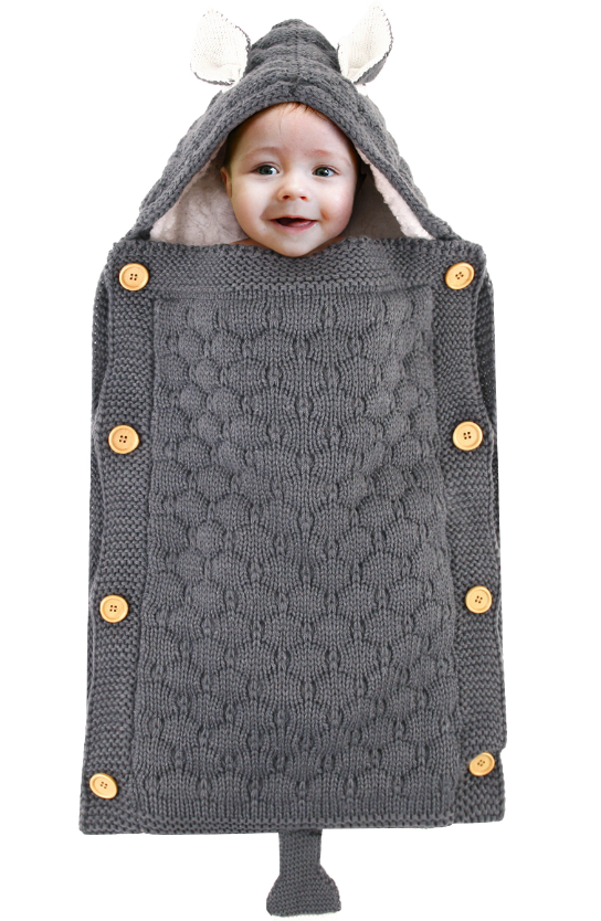 2020 Newborn Baby Sleeping Blanket Bag Knitted Wrapped Blanket Fleece Warm Lined sleeping