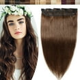 thumbnail image 1 of EcoNesxp 4 Medium Brown 24 Inch Clip-in Hair Extensions Human Hair Pieces 8 Inch 40 Inch Clip-in Hair Extensions Human Hair Pieces, 1 of 5