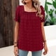 thumbnail image 3 of Blusa de gasa con cuello cuadrado de manga corta de color sólido de verano para mujer OAVQHLG3B Store  lin121212, 3 of 4