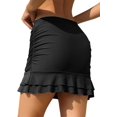 thumbnail image 4 of Swim Skirt Women High Waisted Ruffle Ruched Swimsuit Skirt Bathing Suit Bottom with Built-in Brief, 4 of 7