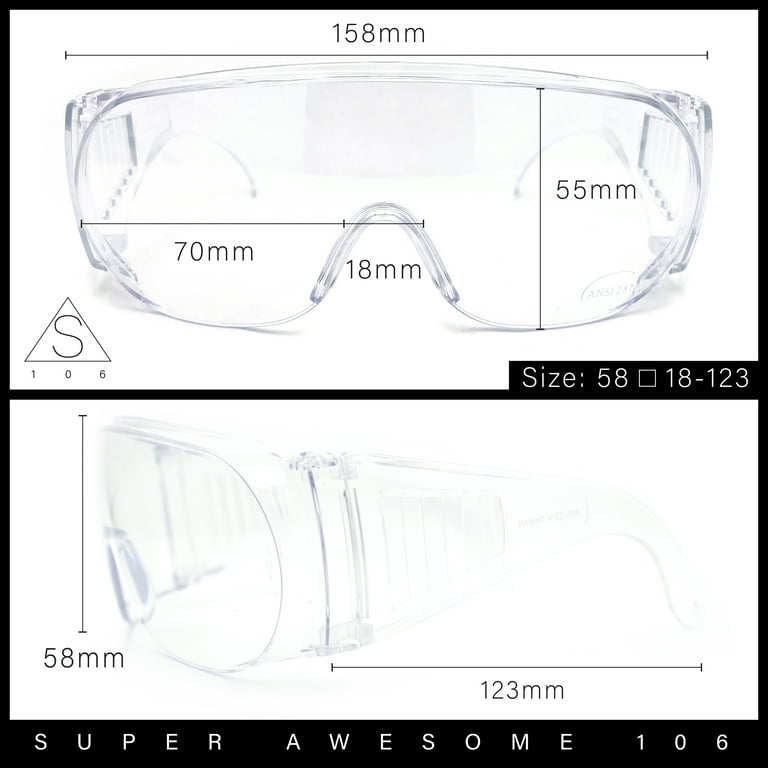 ANSI Z87.1 Fit Over Oversized Shield Clear Safety Glasses