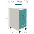 thumbnail image 4 of Space Solutions 18" 2 Drawer Mobile Metal Vertical File Cabinet - White/Teal, 4 of 10