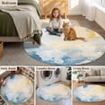 thumbnail image 5 of Blue Yellow Round Area Rug 3.3 FT, Non Slip Small Entryway Kitchen Mat, Modern Vintage Oil Painting Abstract Washable Soft Circular Rug Non-Shedding Door Mat for Bathroom Playroom Kids Room, 5 of 9