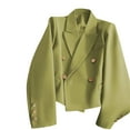 thumbnail image 5 of DeHolifer Blazers for Women Business Lapel Solid Color Pockets Long Sleeve Double Breasted Office Blazers Army Green L, 5 of 5