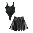 thumbnail image 4 of vastwit Women's Metallic Shiny Rave Outfits Sleeveless Dance Leotard with Pleated Skirt Black M, 4 of 5