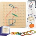 thumbnail image 1 of CHUANK 2 Pack Wooden Geoboard Mathematical Wood Nail Board Toy Portable Array Block Board Graphical Educational Shape Recognition Matching Boards Toy Preschool Learning Toys for Kids Boys, 1 of 6