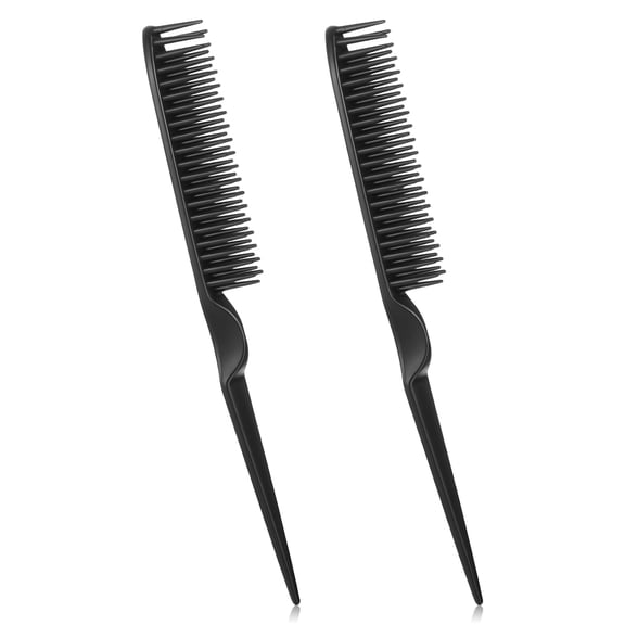 ACDANC 2 Pcs 3 Row Styling Comb,Curling Hair Styling Brush Rat Tail Comb Used for Combing,Separating and Shaping Curls 3 Row Comb for Natural Hair (Black)