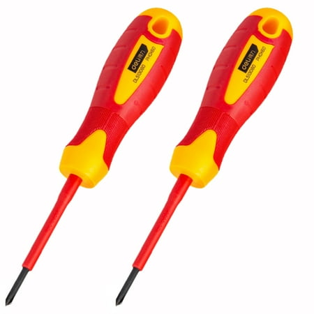 

2 Pack Deli Insulated Flat Head Phillips Screwdriver Slotted Screwdriver Magnetic Tip Cross Head Nut Driver PH060MM PH180MM PH2100MM