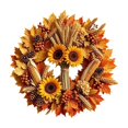 thumbnail image 2 of Fall Thanksgiving Wooden Wreath Sign Flat Printed Maple Pumpkin Harvest Wall Decor 11.8 Inch for Front Door Porch Window Mantel Indoor Outdoor, 2 of 6