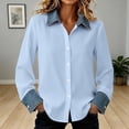 thumbnail image 2 of QASIEATN Womens Oversized Shirts Long Sleeve Mock Turtleneck V Neck Button Down Denim Pullover Shirts, 2 of 8