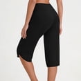 thumbnail image 2 of Womens Long Shorts Quick Dry Stretch Yoga Capris Sweatshort High Waist Workout Gym Shorts with Pockets (L, Black), 2 of 6