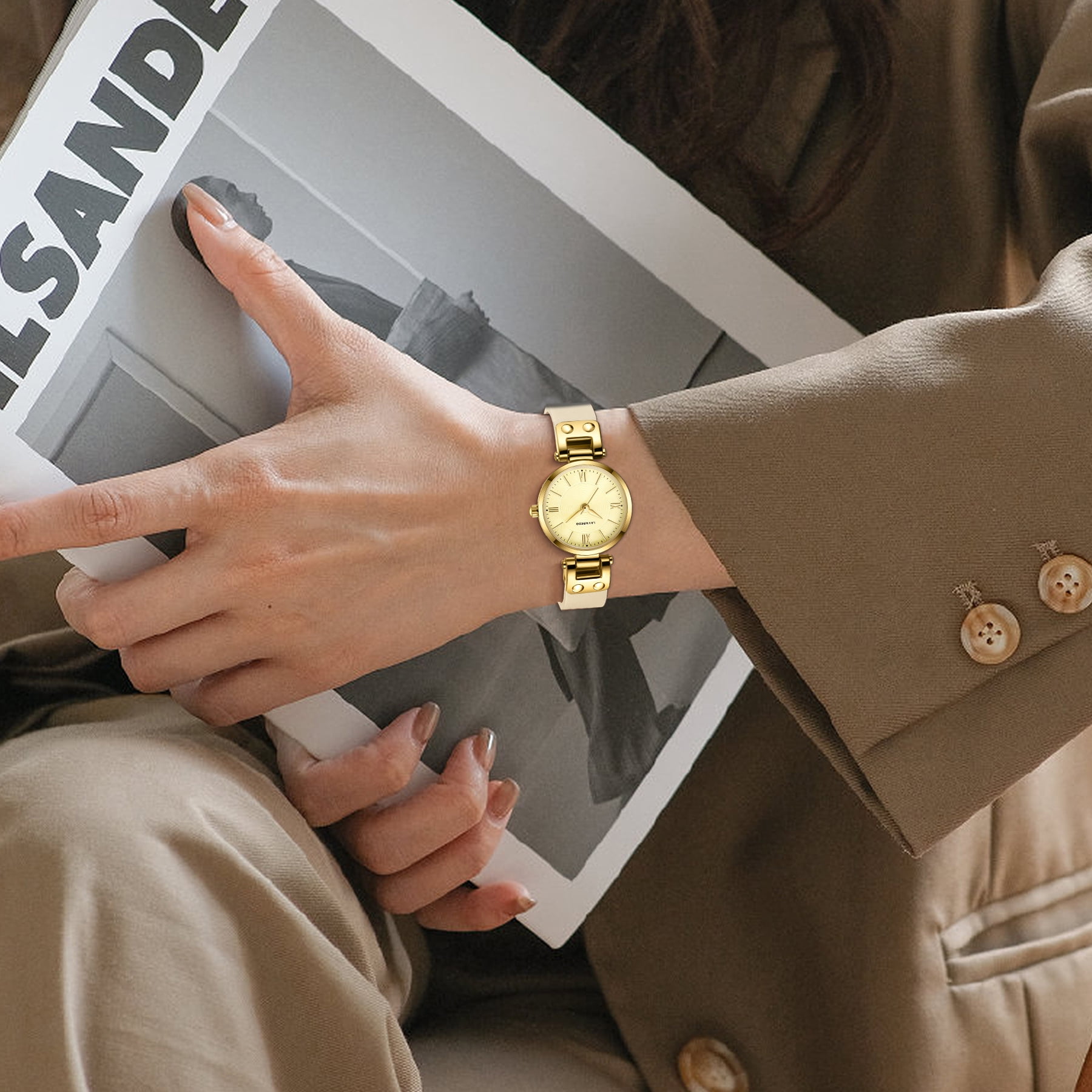 Elegant Women's Quartz Watch with Roman Numerals & Leather Strap - Perfect for Casual and Office Wear
