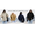 thumbnail image 3 of Womens Loose Crop Pea Coat Wool Blend Short Overcoat Casual Stand Collar Winter Outerwear, 3 of 7