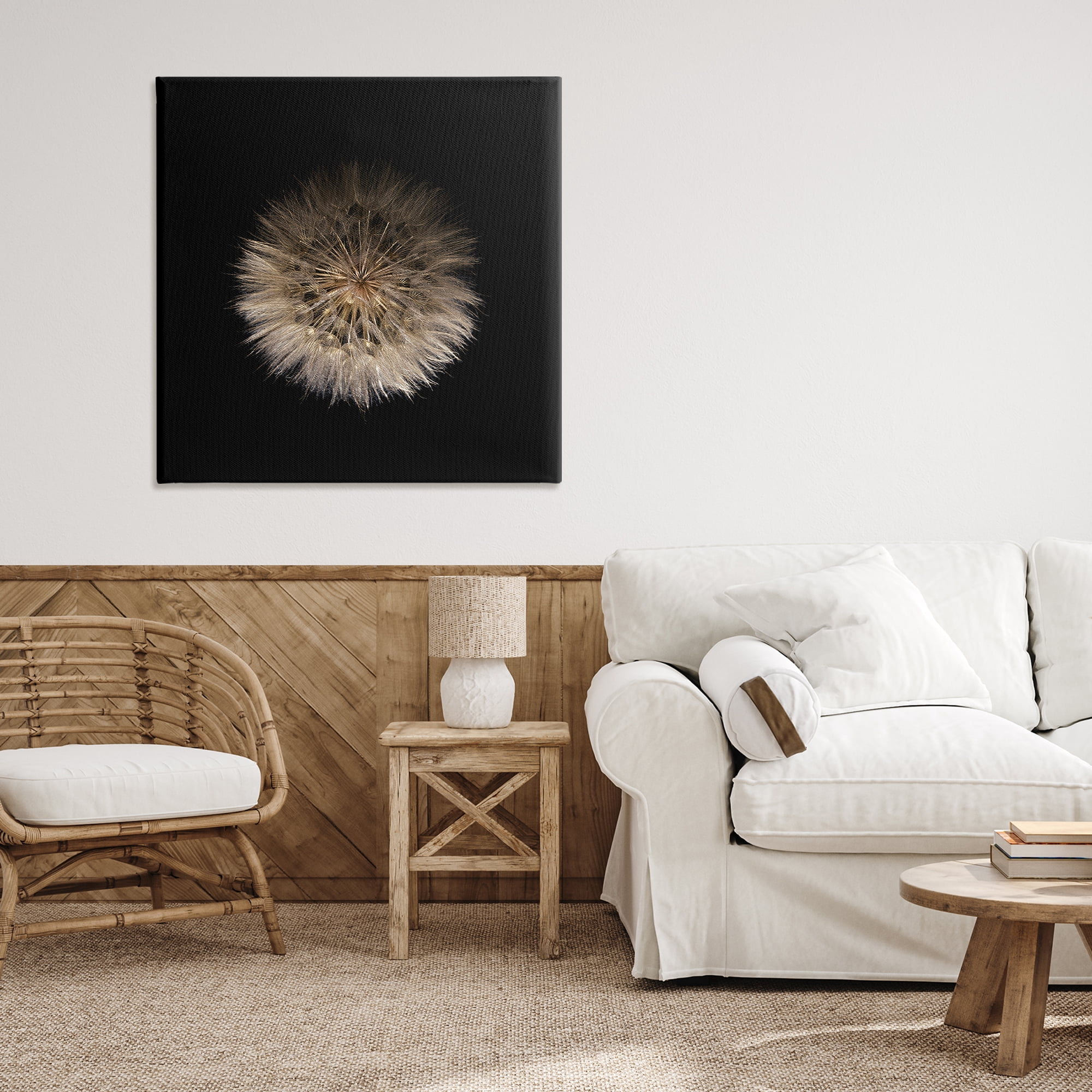 Stupell Industries Wispy Dandelion on Black Canvas Wall Art, design by Beth Adoette