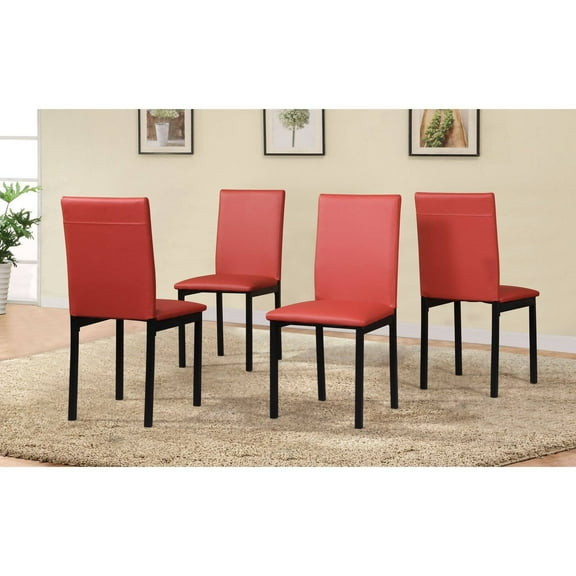 Roundhill Furniture Noyes Dining Chair, Set of 4, Red
