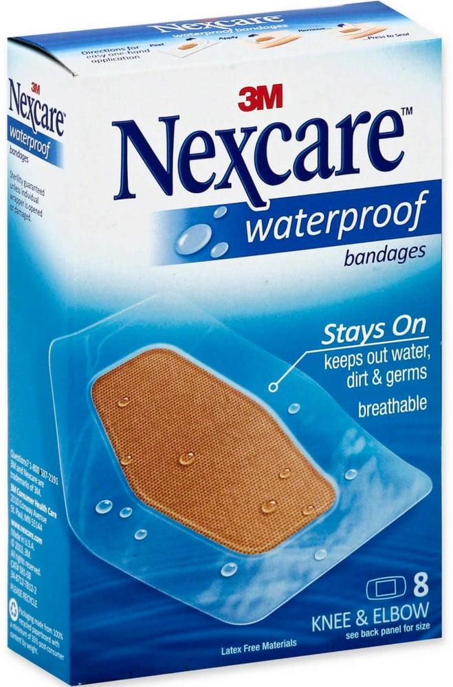 Nexcare Waterproof Knee & Elbow Bandages 8 Each (Pack of 6) Walmart