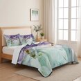 thumbnail image 5 of Quilts Queen Size Bedding Set, Purple Teal Lightweight Quilted Comforter, Modern Art Elegant Soft Reversible Bedspread Coverlet with Pillow Covers for All Season, 90" x 96", 5 of 9