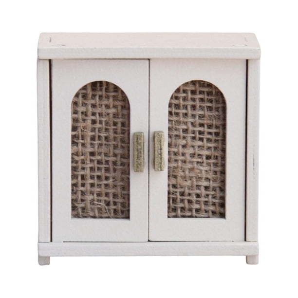 Armario para casa de muñecas 1 12 Miniatura Muebles de madera Modelo de almacenamiento Adorno Juego de simulación Beige