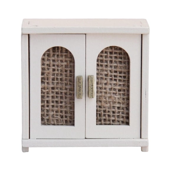 Bunblic 1:12 Meubles de Maison de Poupée Modèle Mini Armoire en Bois Accessoire de Maison de Poupée pour Magasin Cuisine Salon Chambre Beige