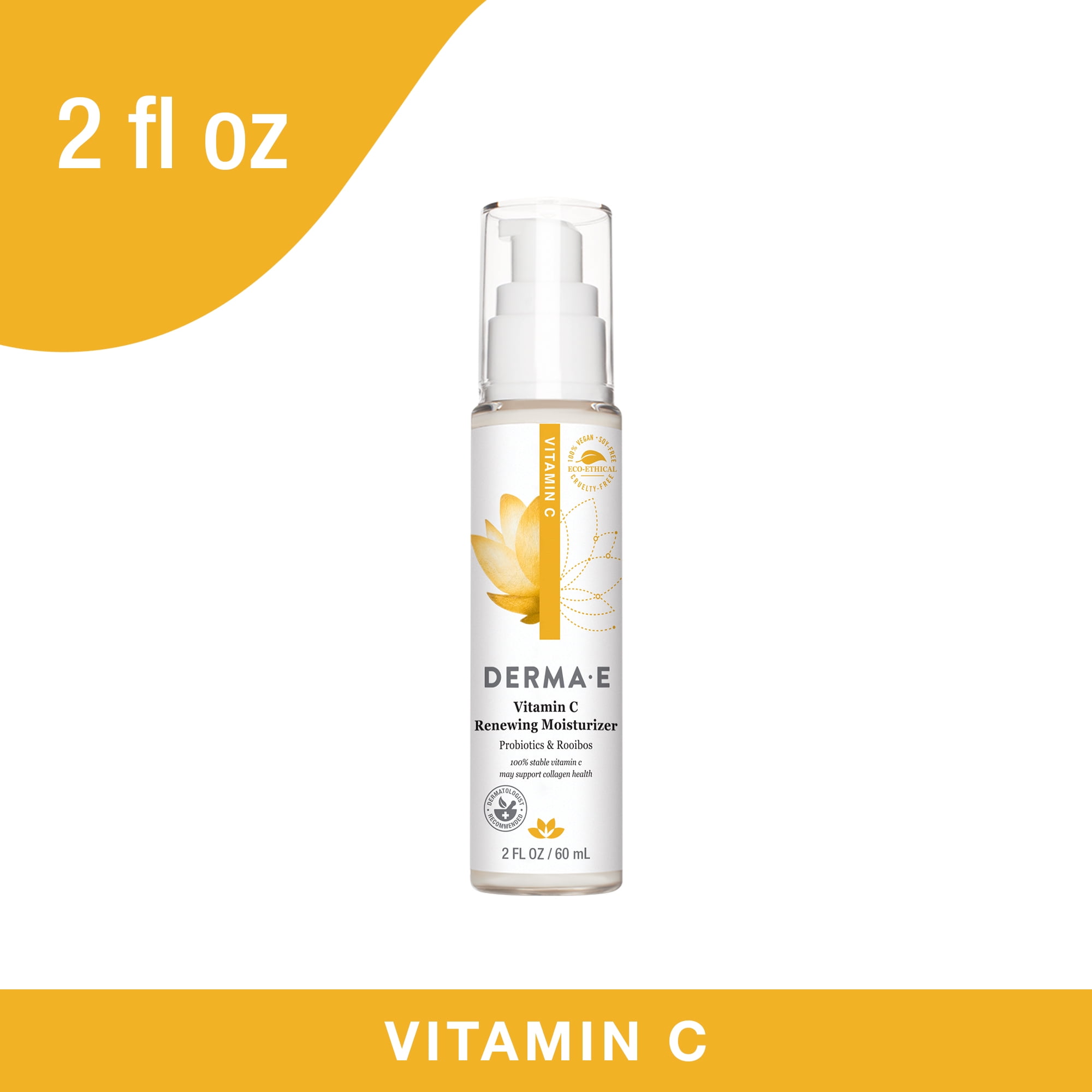 Derma E Vitamin C Brightening Moisturizer for Face with Roobios & Probiotics, Vegan Skin Care, 2 oz
