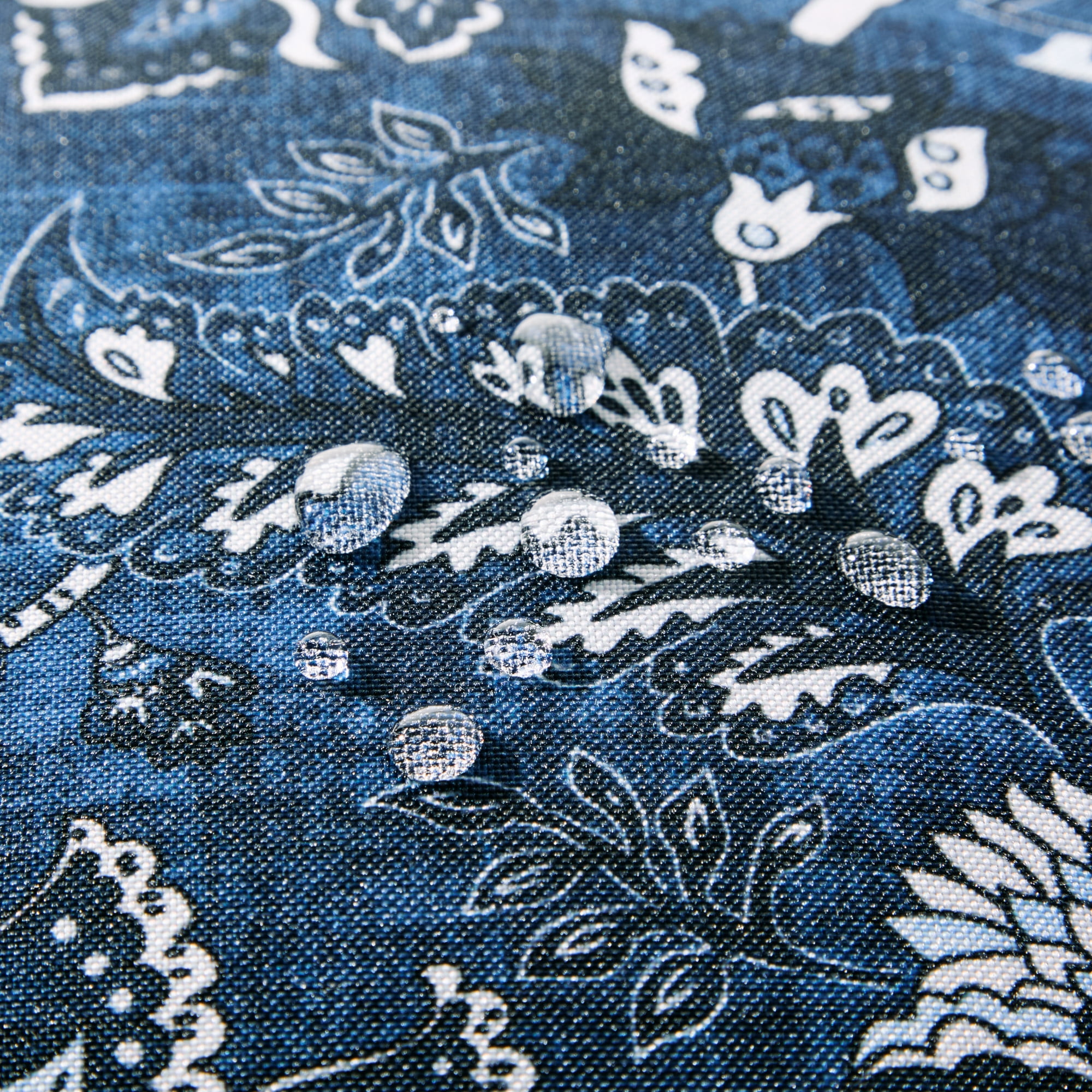 MARTHA STEWART Distressed Jacobean Indoor Outdoor Decorative Pillow 2-Pack Set, UV Fade Resistant, Water Repellent, Printed Floral Design, Navy Blue, 18"x18"