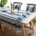 thumbnail image 2 of Boho Color Stripe Tablecloth Cotton Linen Waterproof Table Cover Tabletop Decoration for Dining Room Restaurant Party, 2 of 5