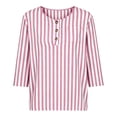 thumbnail image 4 of Purcolt 3/4 Length Sleeve Shirts for Women Dressy Casual Stripes Button V Neck Blouses Comfort Loose Fit Layered Tunic Tops Loungewear with Pockets, 4 of 9