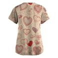 thumbnail image 3 of Resicozy Valentine's Day Scrub Tops for Women Plus Size V Neck Short Sleeve Shirt Fashion Print Nursing Uniform with Pockets Khaki 2XL, 3 of 3