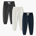 thumbnail image 2 of HILEELANG Baby Boys Cotton Jogger Sweatpants 3 Pack, Black LightGrey Dark gray Soft Elastic Waist Playwear Sport Pants with Pockets, Sizes 18M, 2 of 7