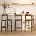 thumbnail image 3 of EYYTHUNG Modern Farmhouse Bar Stools 25 inch Mid-Century Solid Wood Counter Height Stools with Back Support Barstools Chairs for Kitchen Dining Room Set of 3, Brown, 3 of 9