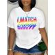 thumbnail image 1 of Plus Size Letter Print T-Shirt, Casual Short Sleeve Crew Neck T-Shirt, Women's Plus Size&nbspClothing Tee For Adult, Men, Women, Teen, Teenager, Adolescent, Youth, 1 of 6