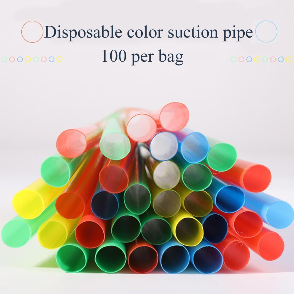 100 Pcs Disposable Smoothie Straws, 8 Inch Colorful Plastic Fat Straws for Tea Milkshake, Assorted Colors for Party Supplies, Individually Wrapped
