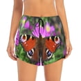 thumbnail image 2 of KLL Peacock butterfly Pattern Shorts Women,Athletic Shorts High Waisted Running Shorts Pocket Sporty Short Gym Elastic Workout Shorts-XX-Large, 2 of 7