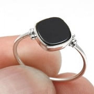 Black Onyx Stone Bezel Band Women Gift Ring Size 6 Solid 925 Sterling Silver