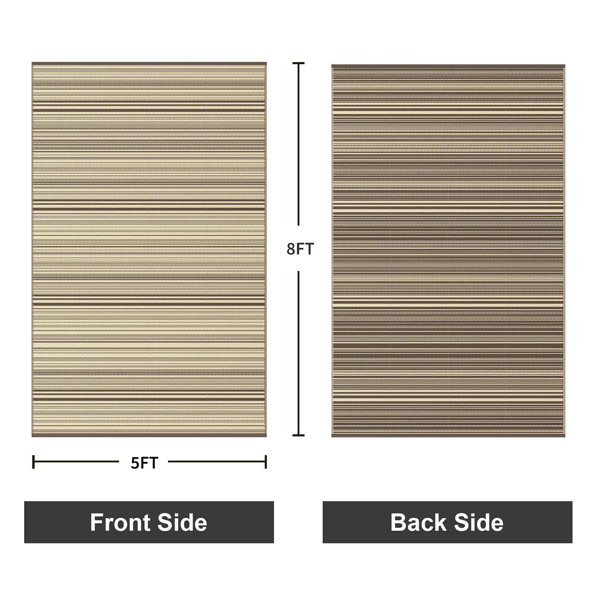 KUETH 5'x 8' Outdoor Waterproof Rug Camping Mat Patio Carpet,COFFEE&BEIGE