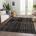 thumbnail image 6 of HomeRoots 678537 9 x 12 ft. Black Ivory & Beige Striped Washable Machine Made Rectangle Area Rug with UV Protection, 6 of 9